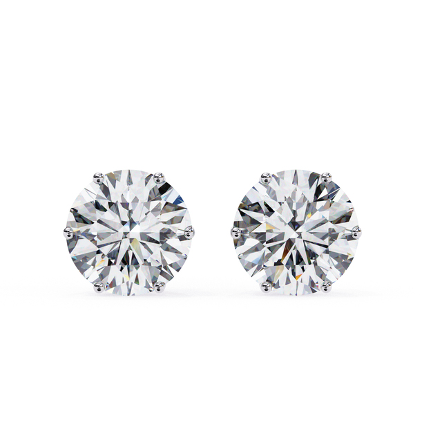 7mm Round Moissanite Stud Earrings 14K Solid Gold Lightweight Sparkling Fine Jewelry for Women