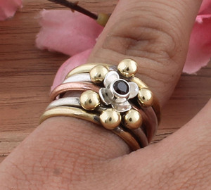 925 Sterling <b>Silver</b> Handmade Red Garnet Gemstone Flower Classic Bezel Setting Wide <b>Band</b> Wedding Gift Idea Unisex Vintage <b>Ring</b> - Product Image 5