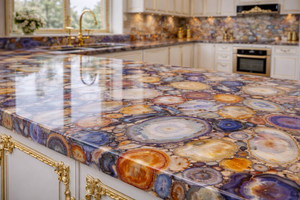 Mesa de Comedor de Ágata de Lujo, Tablero de Piedra Preciosa Natural, Mesa de Losa de Ágata Colorida, Muebles de Piedra de Diseño, Decoración Moderna de Lujo - Product Image 2