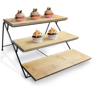 Wholesale 3-Tier Wooden Tiered Display Stand with Sturdy Metal Frame Dessert Cupcakes for Craft Shows and Events Lowest Price - Product Image 6