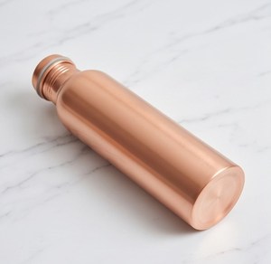 Copper <b>Water</b> Bottle with Screw-On Cap Reusable Metal Flask for <b>Hot</b> and Cold Beverages - Product Image 2