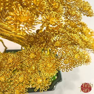 Árbol Bonsái Artificial Dorado Hecho a Mano de Aluminio Verde para Interiores, Árbol de la Suerte de 35x50x65cm para Decoración del Hogar, Navidad, Año Nuevo, Pascua - Product Image 6