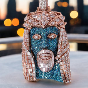 Colgante Starspire con Diseño Facial Personalizado, Estilo Hip Hop, Moissanita VVS, Chapado en Oro de 18K, Plata de Ley 925, con Incrustaciones de Piedras, para Fiestas - Product Image 3