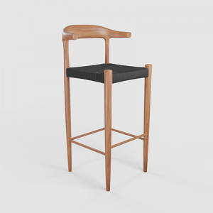 Silla de Bar de Madera de Teca con Acabado Natural Hecha a Mano, Taburete de Madera para Barra de Cocina, Cafetería, Restaurante, Muebles al por Mayor OEM - Product Image 4