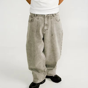Jeans baggy taille basse personnalisés pour hommes, style streetwear, en denim selvedge noir uni, fabricant de jeans baggy - Product Image 3