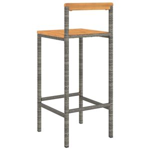 4pcs Gray Poly Rattan and Solid <b>Wood</b> Acacia <b>Bar</b> Stools - Product Image 6