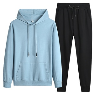Conjunto de Sudadera con Capucha y Pantalones Deportivos, Media Cremallera, Transpirable, Corte Holgado, Unisex, Invierno, Color Liso, Venta al por Mayor, 100% Algodón - Product Image 5