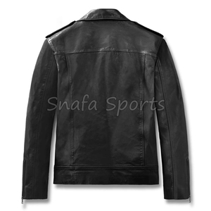 Chaqueta de Cuero Negra para Hombre, Estilo Motero, Corte Ajustado, a la Moda, para Invierno - Product Image 6