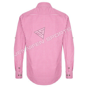 Chemises habillées bavaroises pour hommes à manches longues, rose et blanc, pour l'Oktoberfest, prix raisonnable, service OEM - Product Image 4