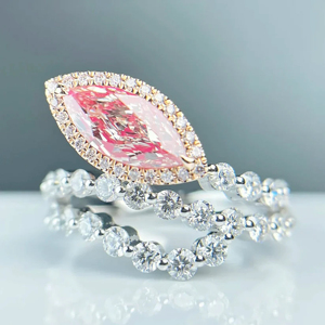 Luxury Women 18K <b>Gold</b> Morganite <b>Cocktail</b> <b>Ring</b> Marquise Cut Engagement Fine Jewelry - Product Image 2