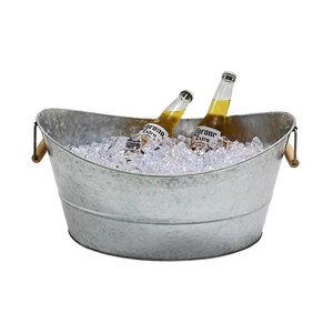 Hammered Stainless Steel Large Beverage Tub And Ice Bucket Metal Wine Champagne <b>Cooler</b> With Handles Rust-Proof Party <b>Drink</b> - Product Image 4