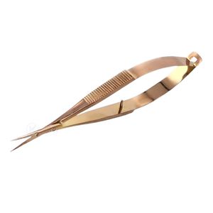 Premium Quality Rainbow Titanium Coated Curved Fine Tip Spring Handle Rust Resistant Precision Beauty Grooming Eyebrow Scissors - Product Image 6
