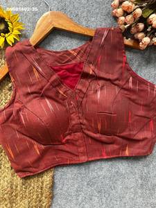 Premium Quality Ikkat Handloom Cotton with Printed <b>Readymade</b> V-Neck & Padded Sleeveless <b>Blouse</b> Collection Indian Exporter - Product Image 2