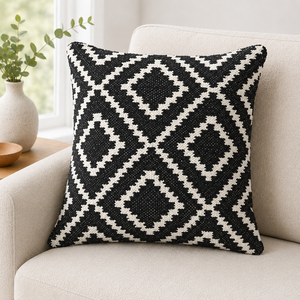 100% Cotton Woven Decorative Cushion Cover Handmade Textured Rope Embroidery Throw Pillow Cover for <b>Sofa</b>, <b>Bed</b> & Home Decor - Product Image 1