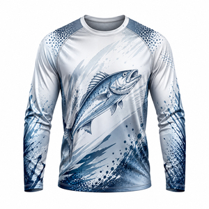 เสื้อตกปลาแขนยาวสำหรับผู้ชาย ระบายอากาศได้ดี UPF 50 ดีไซน์แบบซับลิเมชั่น แห้งเร็ว ผลิตจากโพลีเอสเตอร์ 100% น้ำหนัก 140 กรัม - Product Image 5