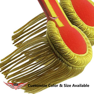 Epaulettes de hombro con flecos de alambre y mylar, rojos y dorados, personalizables, con borlas, para uniforme - Product Image 2