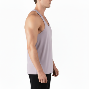 Plain Dyed Breathable 100% Cotton <b>Singlets</b> Workout Bodybuilding Training Wear Stringer Vests <b>Men</b> Gym Fitness Loose Fit Tank Tops - Product Image 3
