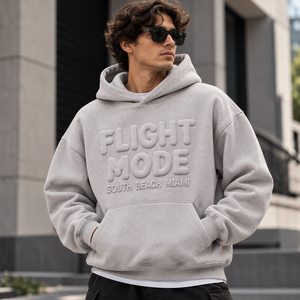 Flight Mode South <b>Beach</b> Miami Embossed Hooded Fleece Sweatshirt Unisex Oversized Casual Winter Wear 100% Cotton Vintage - Product Image 3