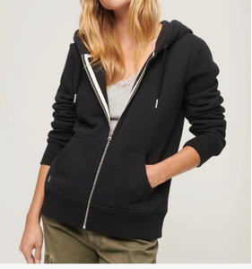 Sweat-shirt à capuche zippé noir pour femme, en molleton, avec poches, style streetwear décontracté personnalisé, vêtements pour femme - Product Image 1