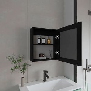 Armadietto da Bagno Nero con Specchio Integrato - Product Image 2