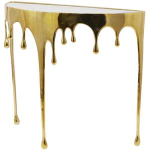 Modern Coffee <b>Table</b> With Drip Design <b>Mirrored</b> Glass Top Contemporary Living Room Furniture 36.25x32.25 Inches - Product Image 3