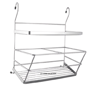 Étagères et unités de rangement en fil métallique blanc fini, faites à la main, style moderne, forme rectangulaire, lot de 2 avec porte-épices en verre, prix usine - Product Image 2