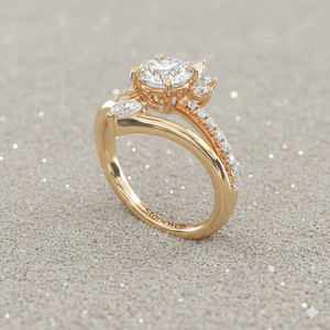 Bague de fiançailles en or avec diadème de diamants paon, sertie à griffes certifiée - Product Image 6