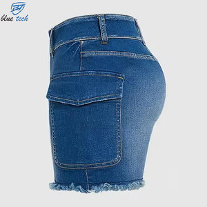 Shorts de Mezclilla para Mujer de Alta Calidad, Lavado Claro, Cintura Alta, Dobladillo Deshilachado, Ropa Casual, Venta al Por Mayor, Impresión de Logotipo Personalizado, OEM - Product Image 5