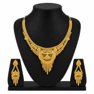 Wholesale Brass 14K 18K 24K Dye Gold Plated Short Fashion Necklaces, Traditional Design Jewelry Set, Forming Short Necklaces Set - Product Image 1