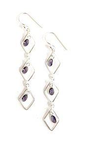 Amethyst Drop Earrings 925 <b>Sterling</b> <b>Silver</b> Vintage Style Handmade Occasional Dangle Earrings Gift for Her - Product Image 2