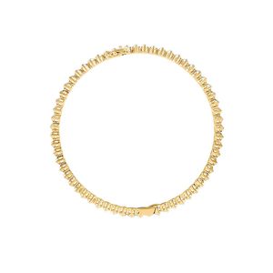 Bracelet tennis en or jaune 14 carats avec diamant rond serti en forme de cœur - Product Image 4