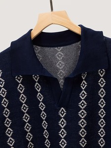 เสื้อเชิ้ตผู้ชายลายแจ็คการ์ด แขนสั้น ผ้าถัก สวมใส่สบาย พรีเมียม สำหรับฤดูร้อน ปรับแต่งได้ น้ำหนักเบา เป็นมิตรกับสิ่งแวดล้อม ระบายอากาศได้ดี - Product Image 2