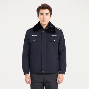Chaqueta de Invierno para Guardia de Seguridad para Hombre con Cuello de Piel, Ropa de Trabajo de Algodón, Etiqueta Personalizada - Product Image 1