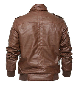 Genuine Men's Casual Vintage Leather Jacket with Front Logo Lapel Detail-<b>Winter</b> Warm <b>Coat</b> for Everyday Wear Best Selling - Product Image 3