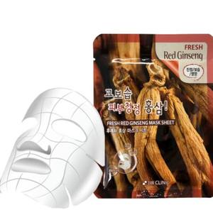 3W CLINIC Masque en tissu hydratant apaisant au ginseng rouge frais, soin nourrissant pour la peau (10 masques / boîte) - Product Image 1