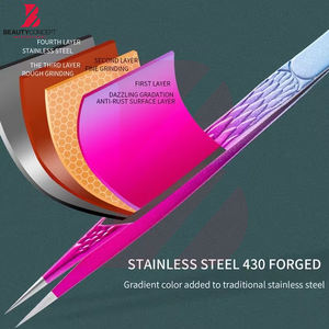 Pinzas Profesionales para Pestañas con Punta de Fibra para un Fácil Volumen en Abanico, Equipo de Extensión de Pestañas de Acero Inoxidable de Alta Calidad No Magnético - Product Image 4