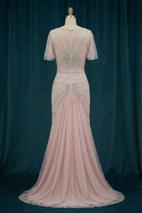 Vestido de noche con cuentas de cristal hecho a medida |   Vestido de Fiesta y Novia de Manga Corta con Cuello Transparente para Venta al por Mayor - Product Image 3