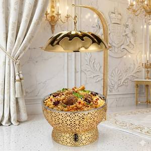 Gold Stainless Steel Round Chafer <b>Food</b> Warmer with Lid and Stand for Hotel Restaurant Banquet Use - Product Image 5