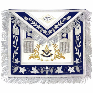 Past Master Blue Lodge <b>Apron</b> - <b>White</b> & Blue Hand Embroidery Trusted Manufacturer of Masonic <b>Aprons</b> - Product Image 1