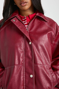 Veste de moto en cuir et coton tendance pour femmes, style vintage, détail du logo sur le devant, tissu respirant et imperméable pour l'hiver - Product Image 6
