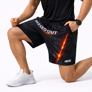 Shorts de sport pour hommes à imprimé numérique éclatant, en polyester, avec cordon de serrage, vêtements de sport personnalisés, fournisseur d'usine OEM - Product Image 3