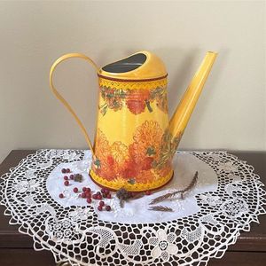 Arrosoir en métal de style vintage avec motifs imprimés en émail coloré, bec long pour une arrosage précis des plantes d'intérieur - Product Image 3