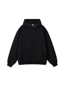 เสื้อฮู้ดดี้สีดำพรีเมียม ผ้าฝ้ายฟลีซหนานุ่ม ทรงโอเวอร์ไซส์ บ็อกซี่ฟิต แบบสวมหัว ไหล่ตก สำหรับสตรีทแวร์ - Product Image 4