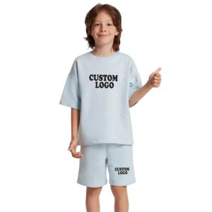 Ensemble de vêtements d'été pour enfants, shorts en coton personnalisés et ensembles de t-shirts surdimensionnés, hauts pour les tout-petits, ensembles de tenues à manches courtes pour garçons - Product Image 4