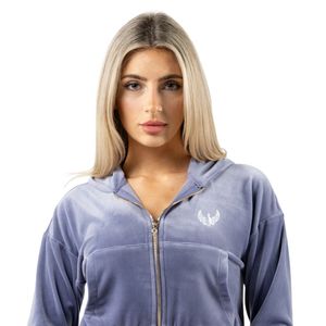 Women's Purple <b>Crop</b> Full <b>Zip</b> Hoodie Long Sleeve Soft Casual Gym Workout Activewear Lightweight Everyday Outerwear - Product Image 2