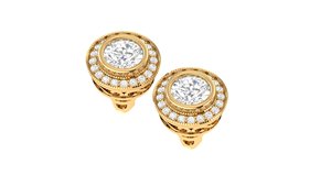 Minimalist Halo Round Cut Lab Grown Diamond 14k 18k Solid <b>Gold</b> Earring <b>Tops</b> For Gift Party Anniversary Everyday Wear Jewelry - Product Image 4