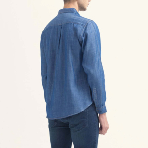 Chemises en jean tendance pour hommes, coton de haute qualité, manches longues, chemise boutonnée en jean délavé - Product Image 5