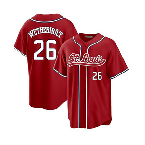 Maillot de baseball St. Louis pour homme, rouge, 26 Wetherholt, imprimé, respirant, manches courtes, coupe classique, vêtements pour adultes - Product Image 1