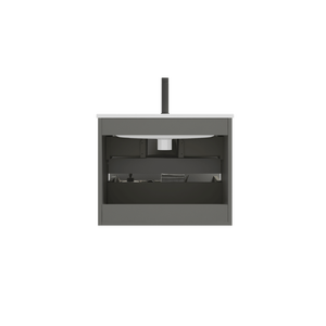 Mobile Bagno Sospeso Grigio Spaziale da 24 Pollici con Ampio Spazio Contenitivo, Lavabo in Ceramica e Foro per Rubinetto Singolo - Design Moderno - Product Image 6