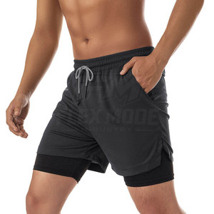 Premium Solid Casual <b>Mid</b> Knitted Breathable Quick Dry Dual <b>Layer</b> Compression Men Gym Shorts Anti Friction Workout Gear High - Product Image 3
